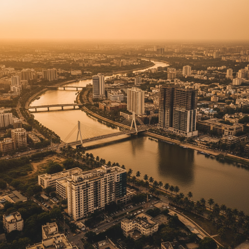 Surat city at golden hour